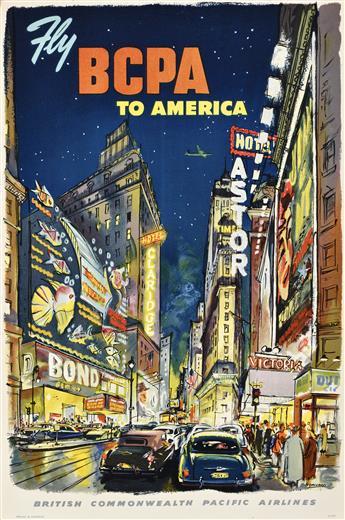 KEITH HOWLAND (1925-2004) Fly BCPA to America / [Times Square]. Circa 1947.                                                                      